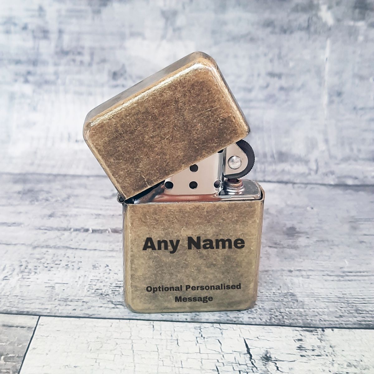 Personalised Lighter - Antique Brass Style With Name & Message