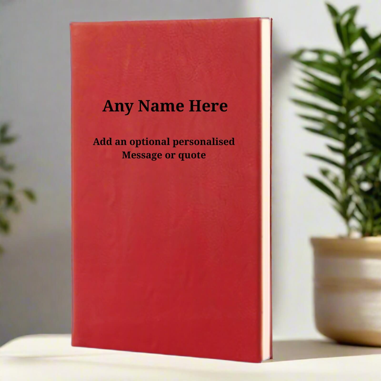 Personalised Red Leather Notebooks - Custom Name & Message