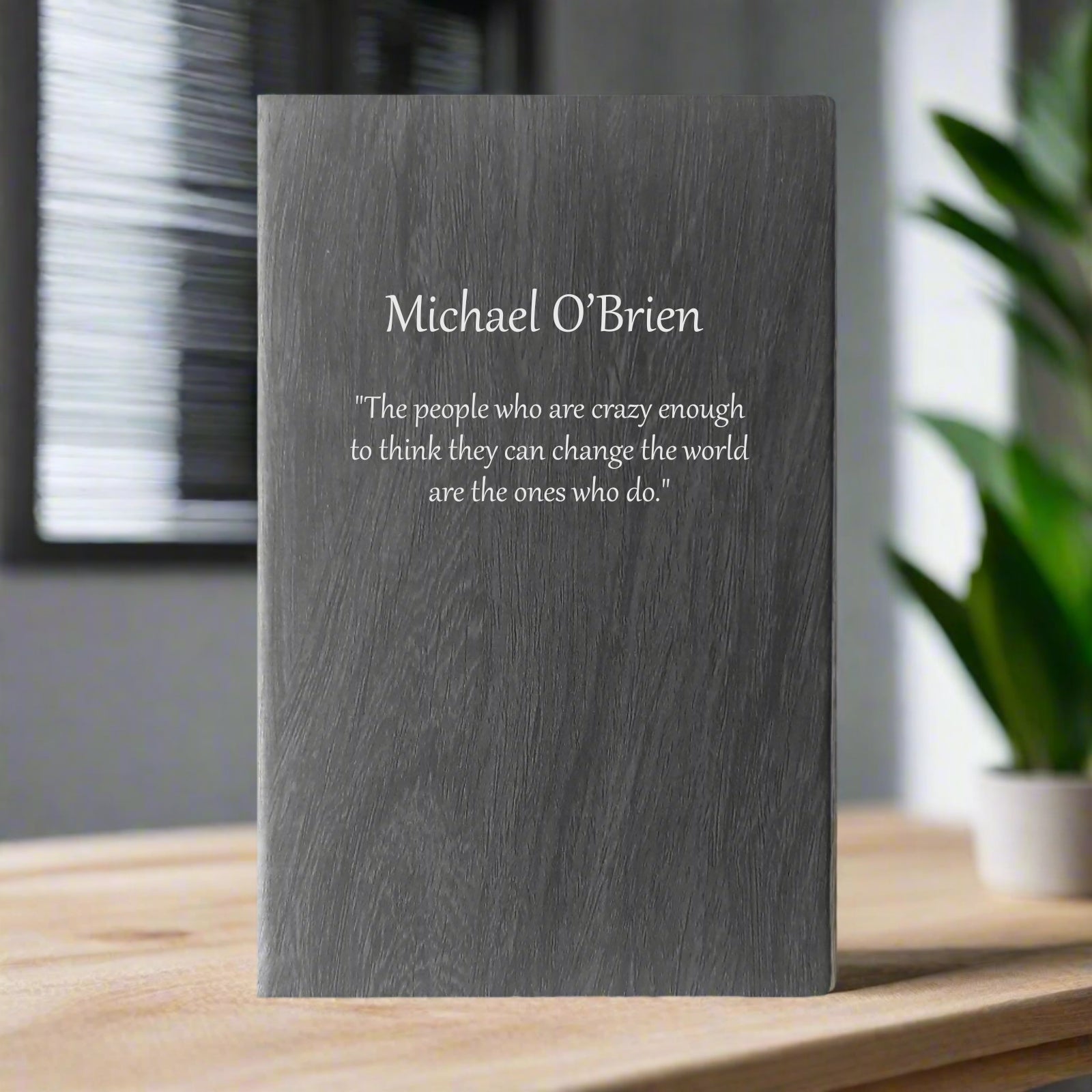 Personalised Wood Effect Leather Notebook with Any Name & Message - Sample 1