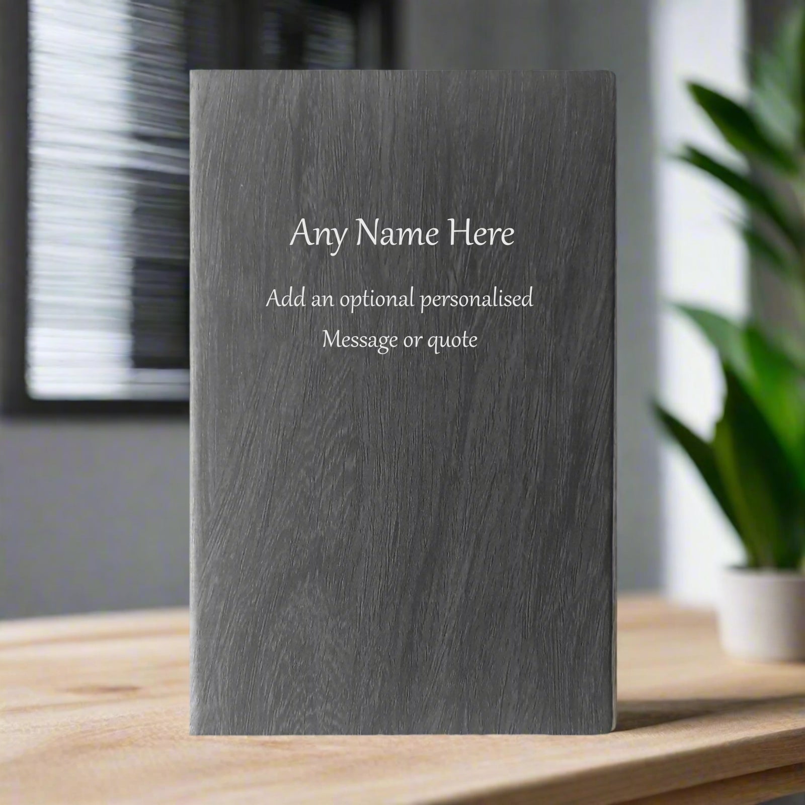 Personalised Wood Effect Leather Notebook with Any Name & Message