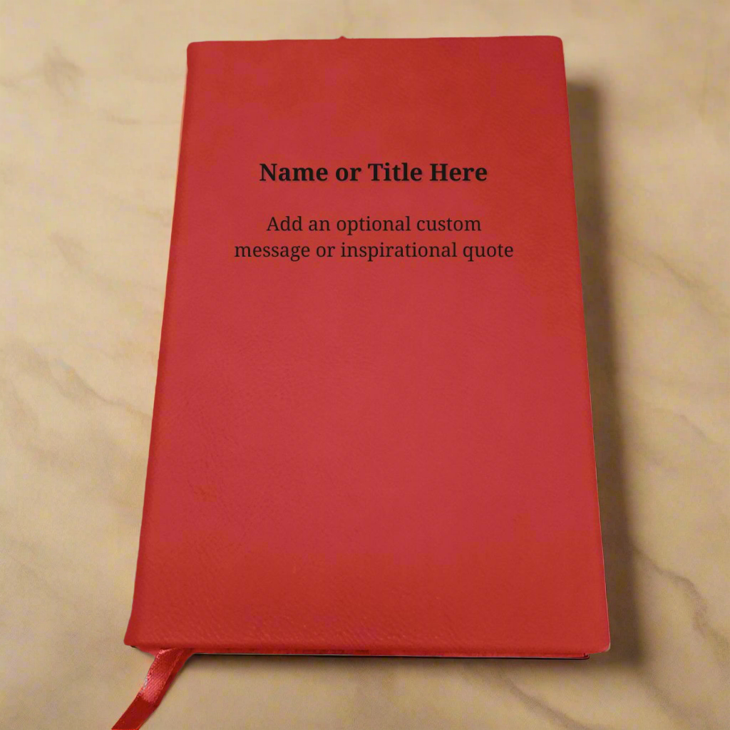 Personalised Red Leather Notebooks - Custom Name & Message