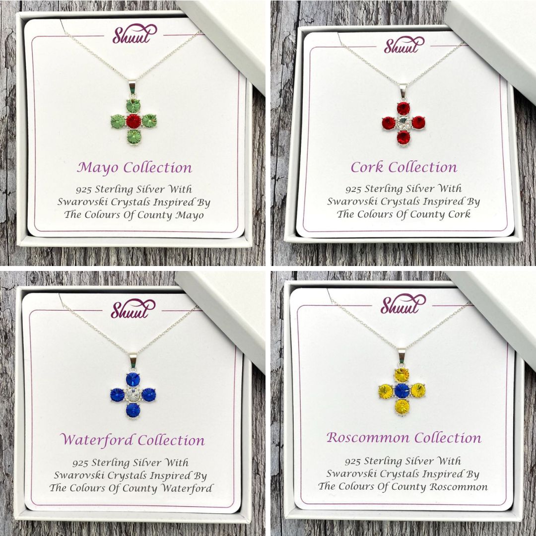 County Colour Cross Pendant Necklace - All Counties Available