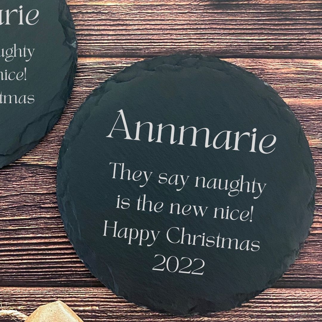 Personalised Slate Coasters With Any Name & Any Message