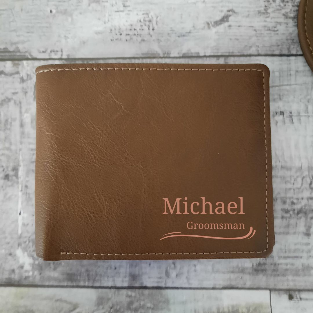 Groomsman & Best Man Wallet - Personalised With Name & Role