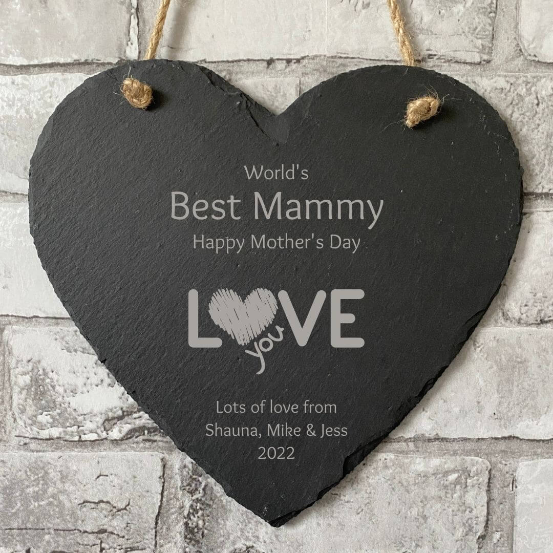 Personalised Mothers Day Heart Plaque - Slate