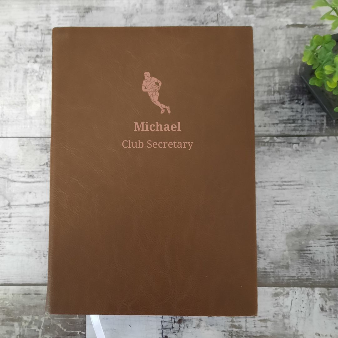 Personalised Leather Notebook Gaelic Football Gift - Custom Name & Message