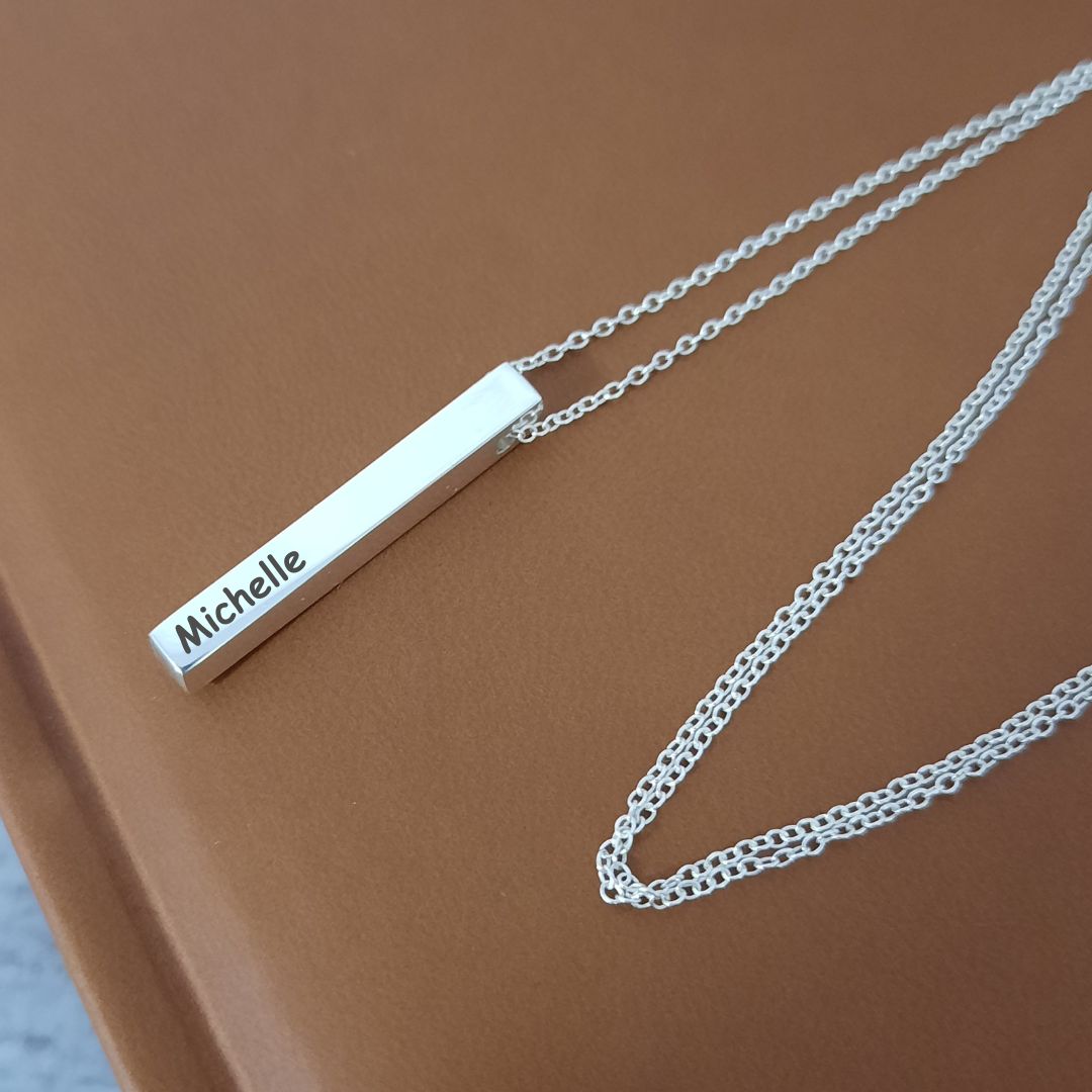 Personalised Bar Necklace With Name - 925 Sterling Silver
