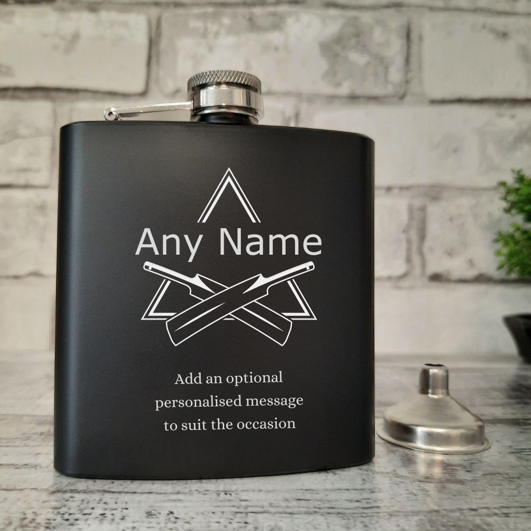 Personalised Cricket Hip Flask Sample - Any Name & Optional Message