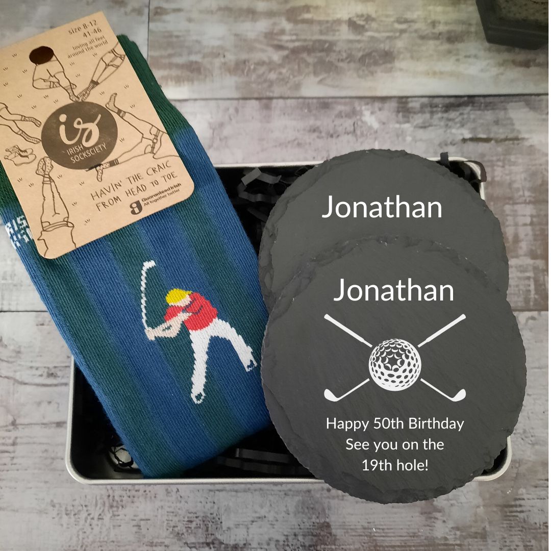 Personalised Golf Gift Set In Engraved Keepsake Tin Gift Box