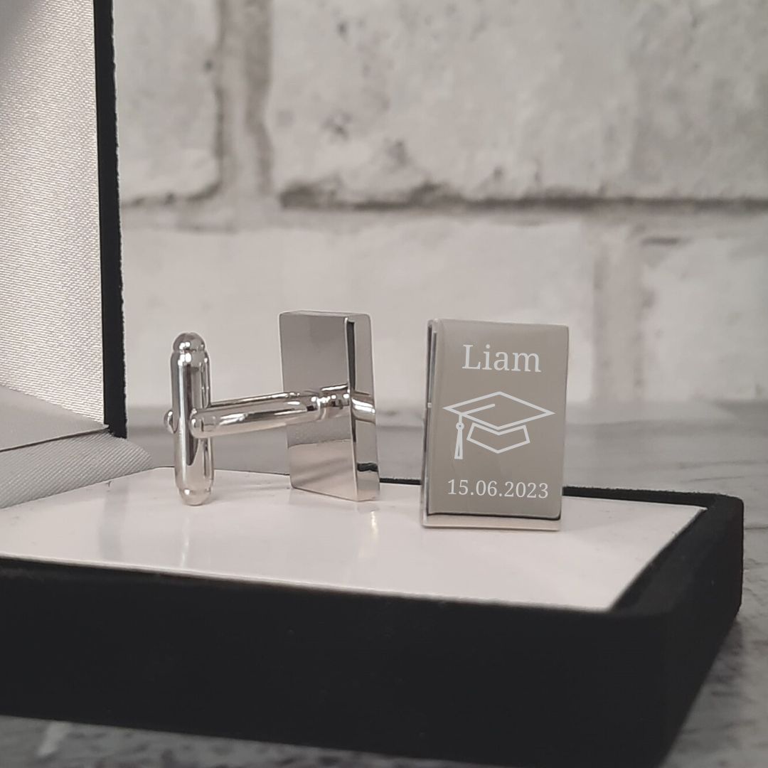 Graduation Cufflinks Personalised With Name & Date