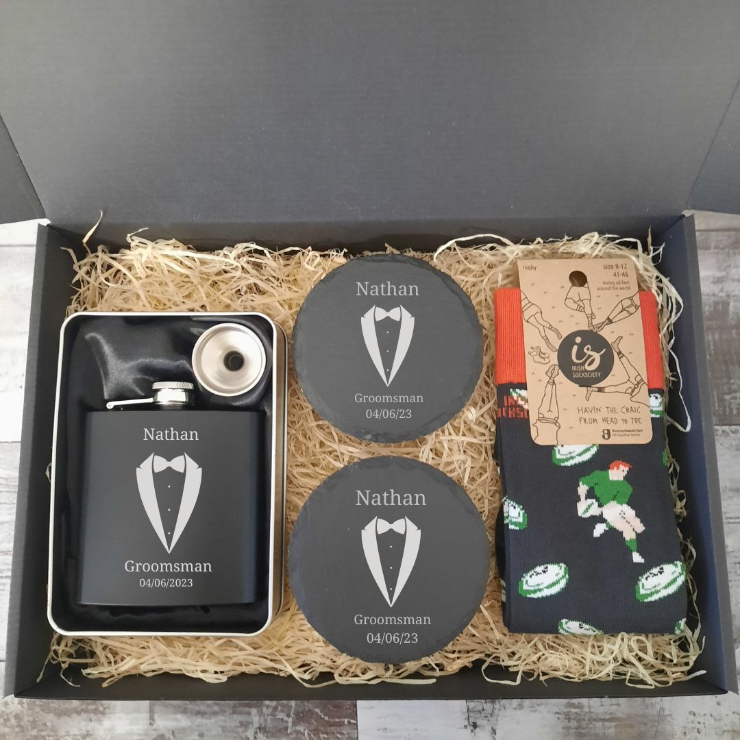 Personalised Groomsman Gift Box - Rugby Themed