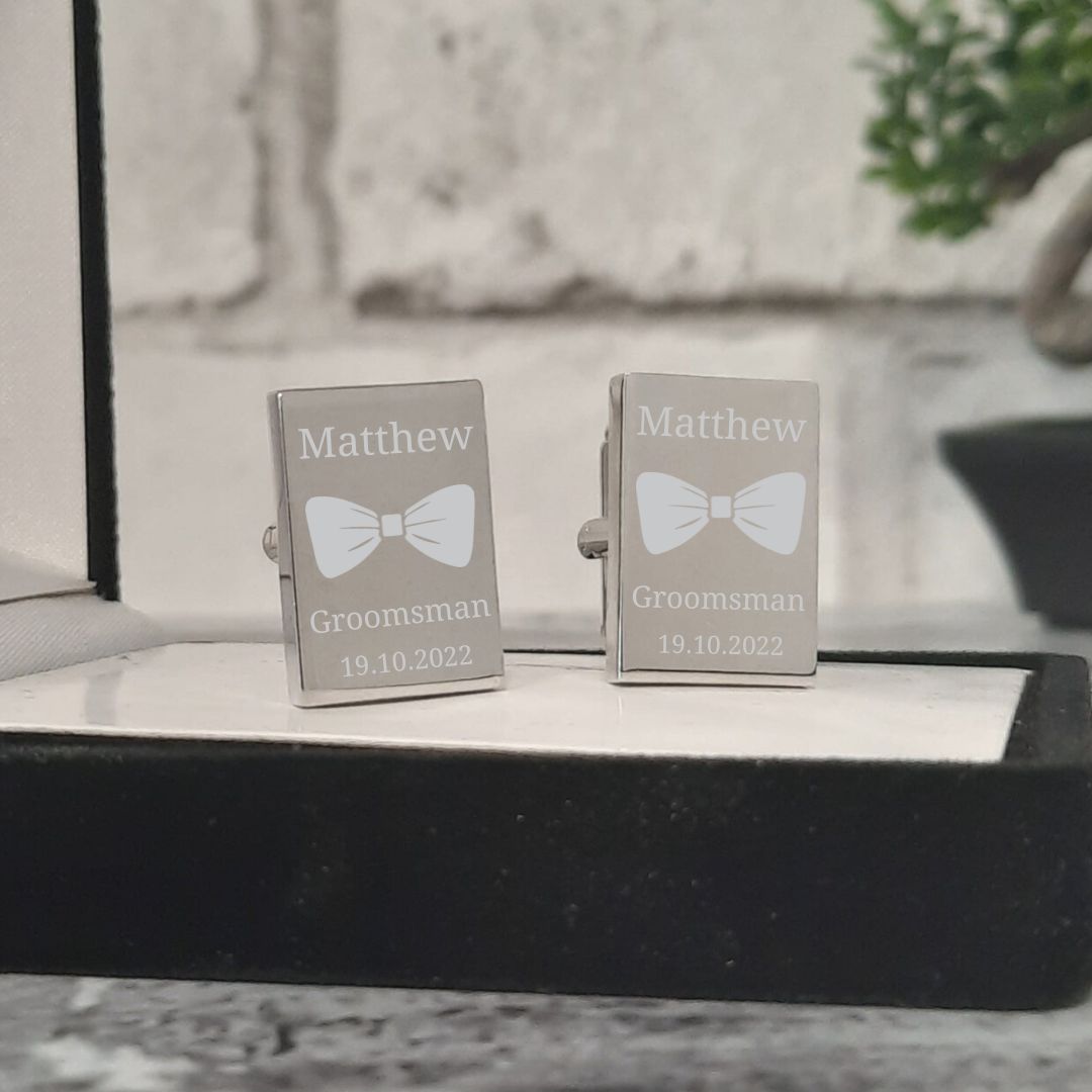 Personalised Groomsman Cufflinks - Custom Engraved Wedding Cufflinks