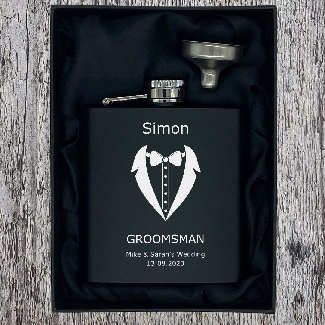 Hip Flasks For Groomsmen & Bestman - Personalised Wedding Hip Flasks