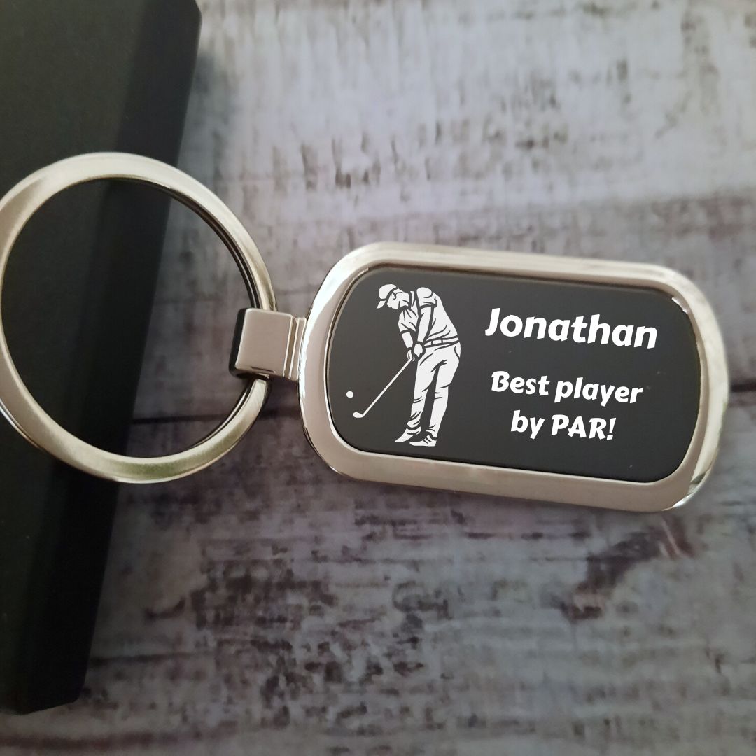 Personalised Golf Keyring With Name & Text - Male & Female Styles Available