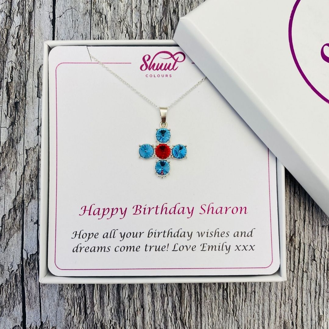 Personalised Cross Pendant - Choose Your Colours & Add A Message