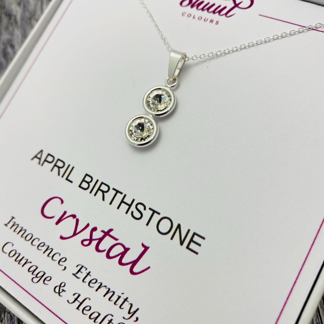 April Birthstone Pendant Necklace with Swarovski Crystals