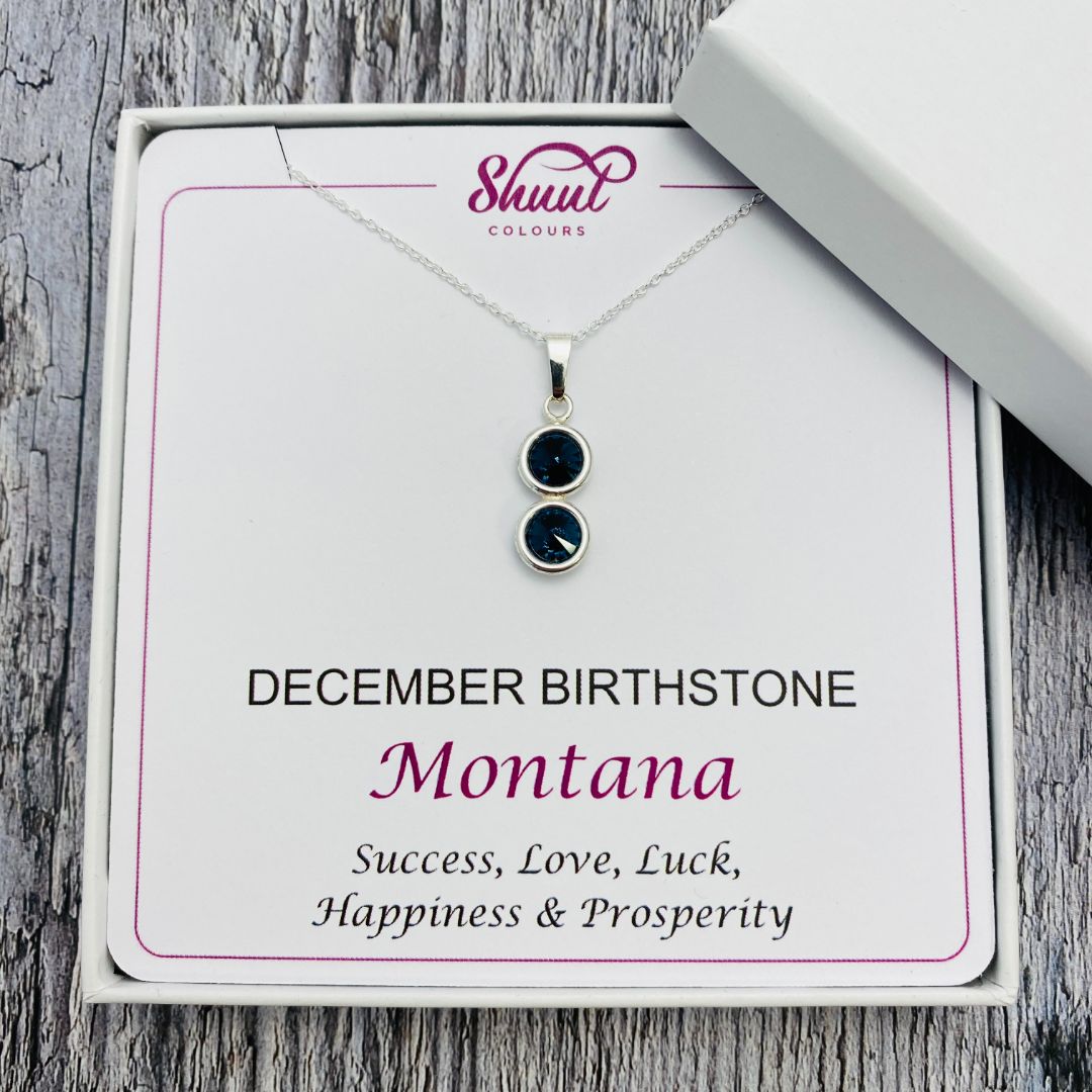 December Birthstone Necklace Pendant - Swarovski Crystals