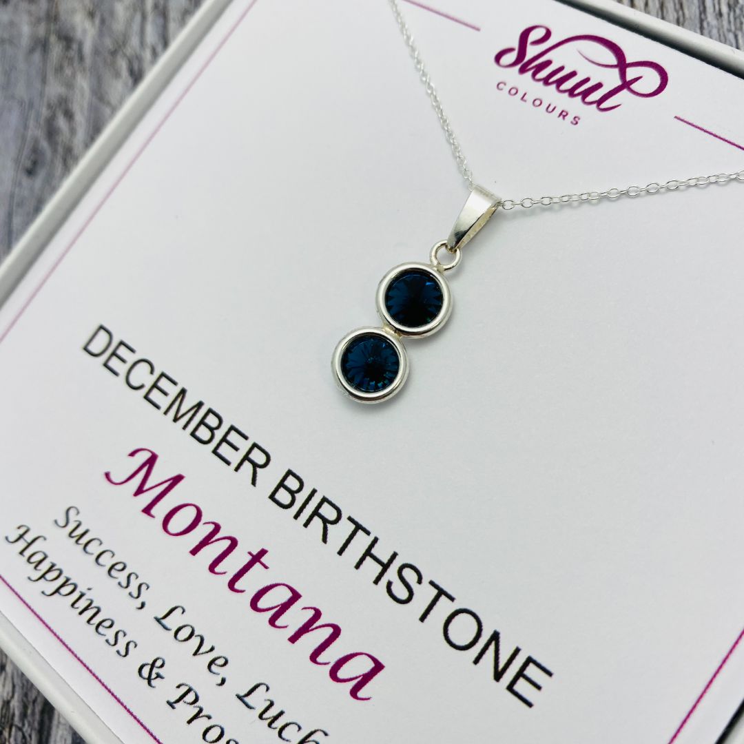 December Birthstone Necklace Pendant - Swarovski Crystals