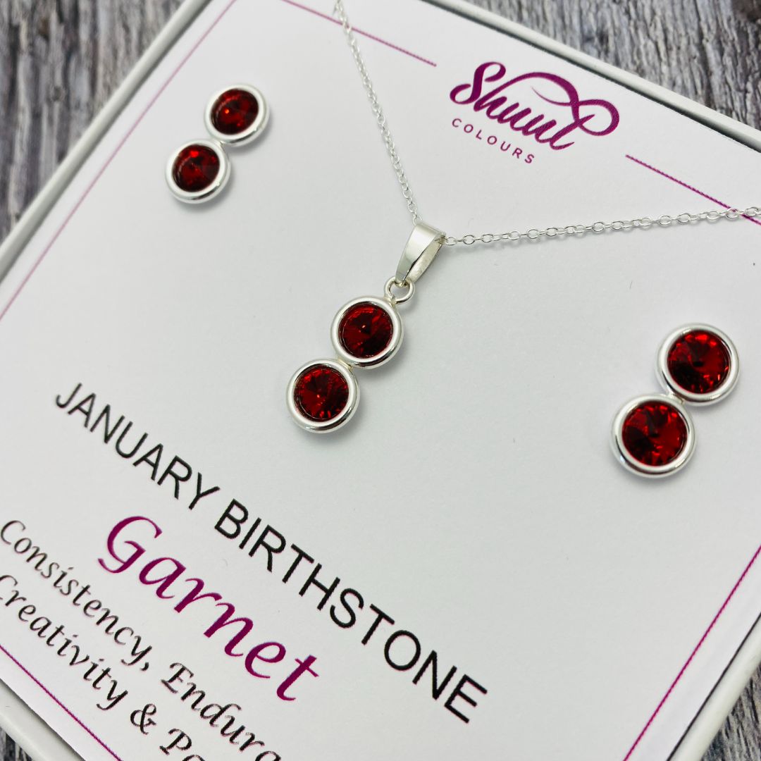 January Birthstone Necklace & Earrings Set