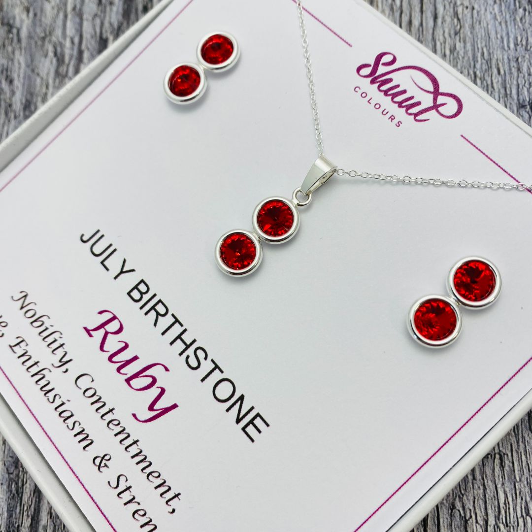 July Birthstone Necklace & Earrings Set