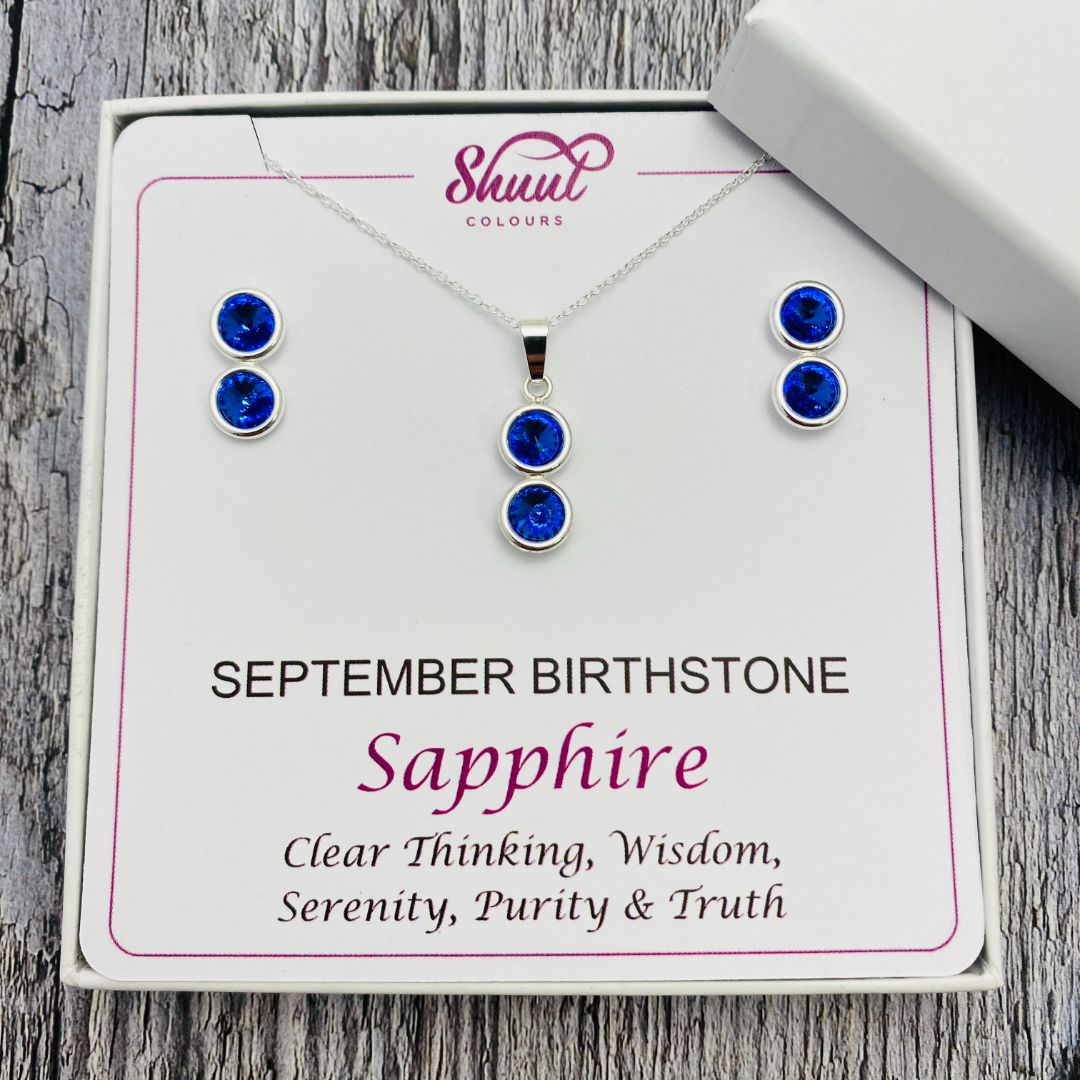 September Birthstone Necklace & Earrings Set