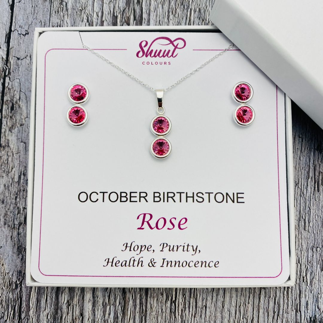 October Birthstone Necklace & Earrings Set