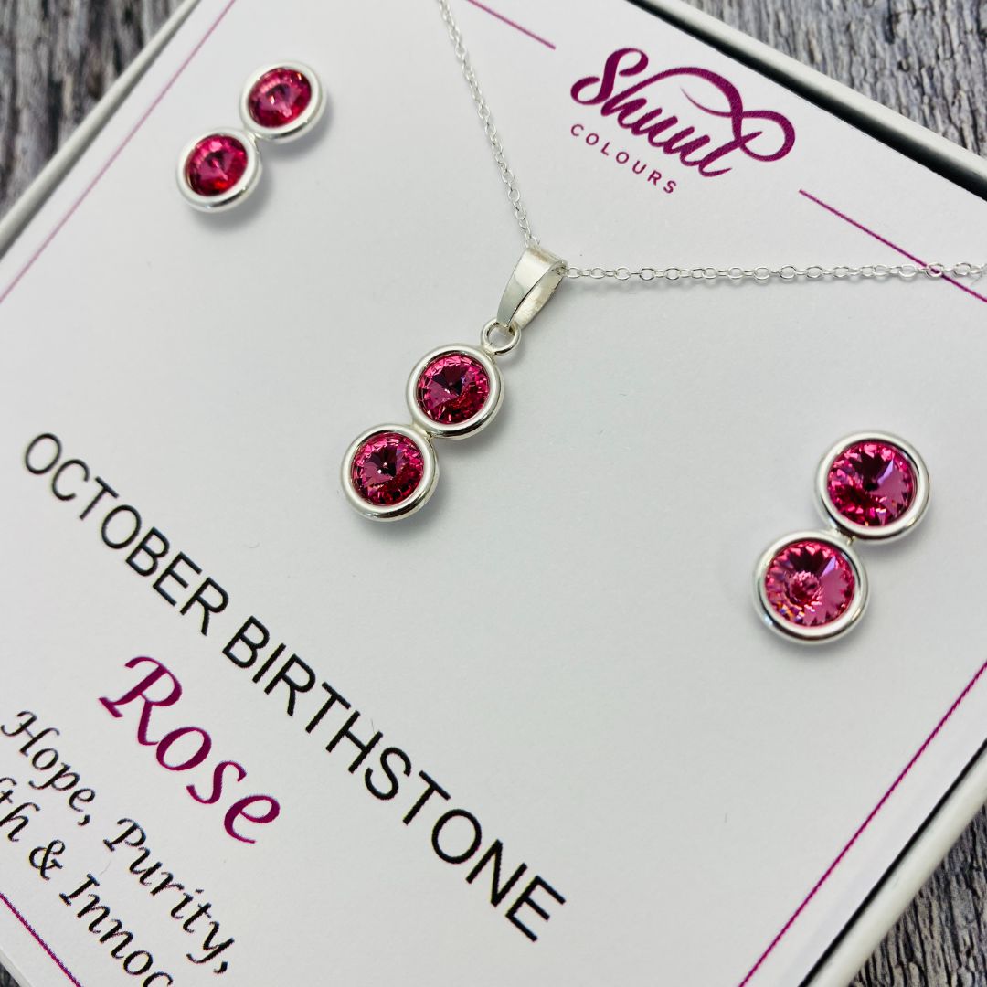 October Birthstone Necklace Earrings Set Shuul Colours