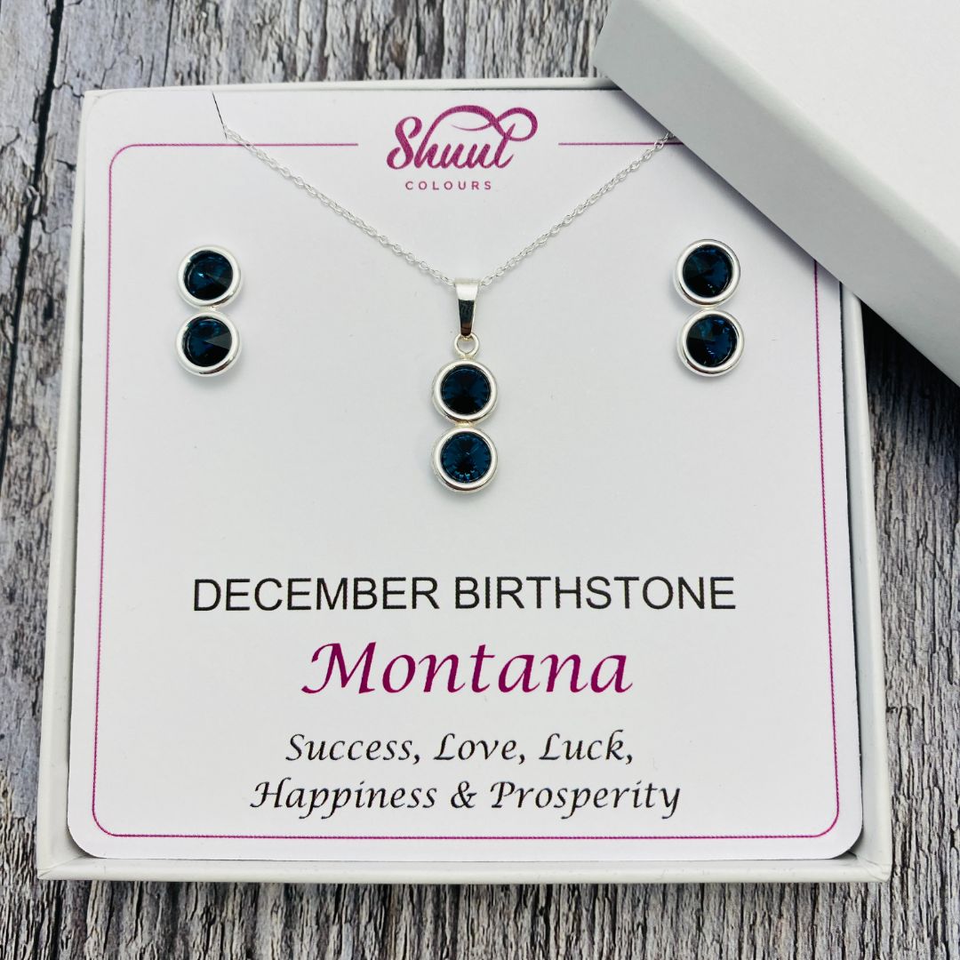 December Birthstone Necklace & Earrings Set