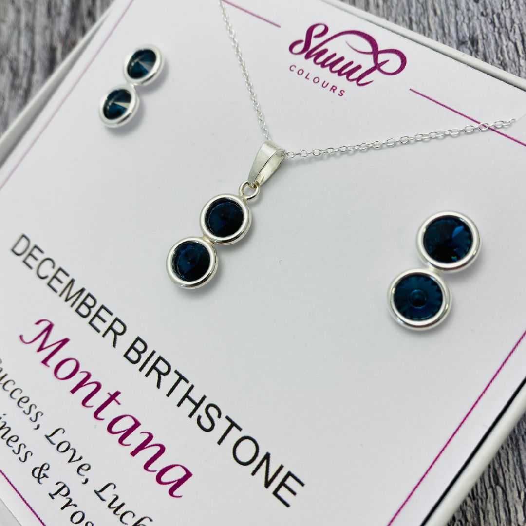 December Birthstone Necklace & Earrings Set