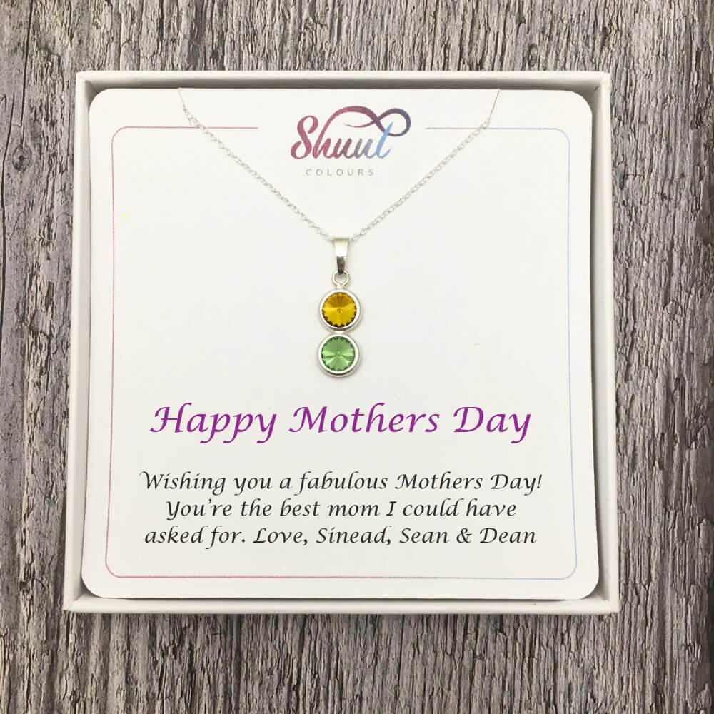 Personalised 2 Drop Pendant Necklace - Mothers Day Gift Idea For Mum