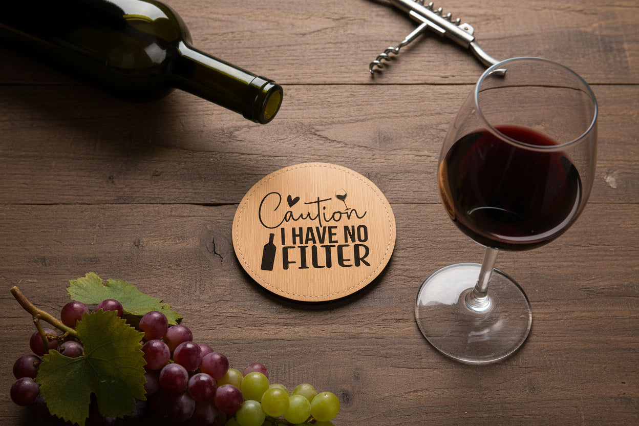 Set Of 4 Funny Round Coasters Gift Set - Colour Options Available