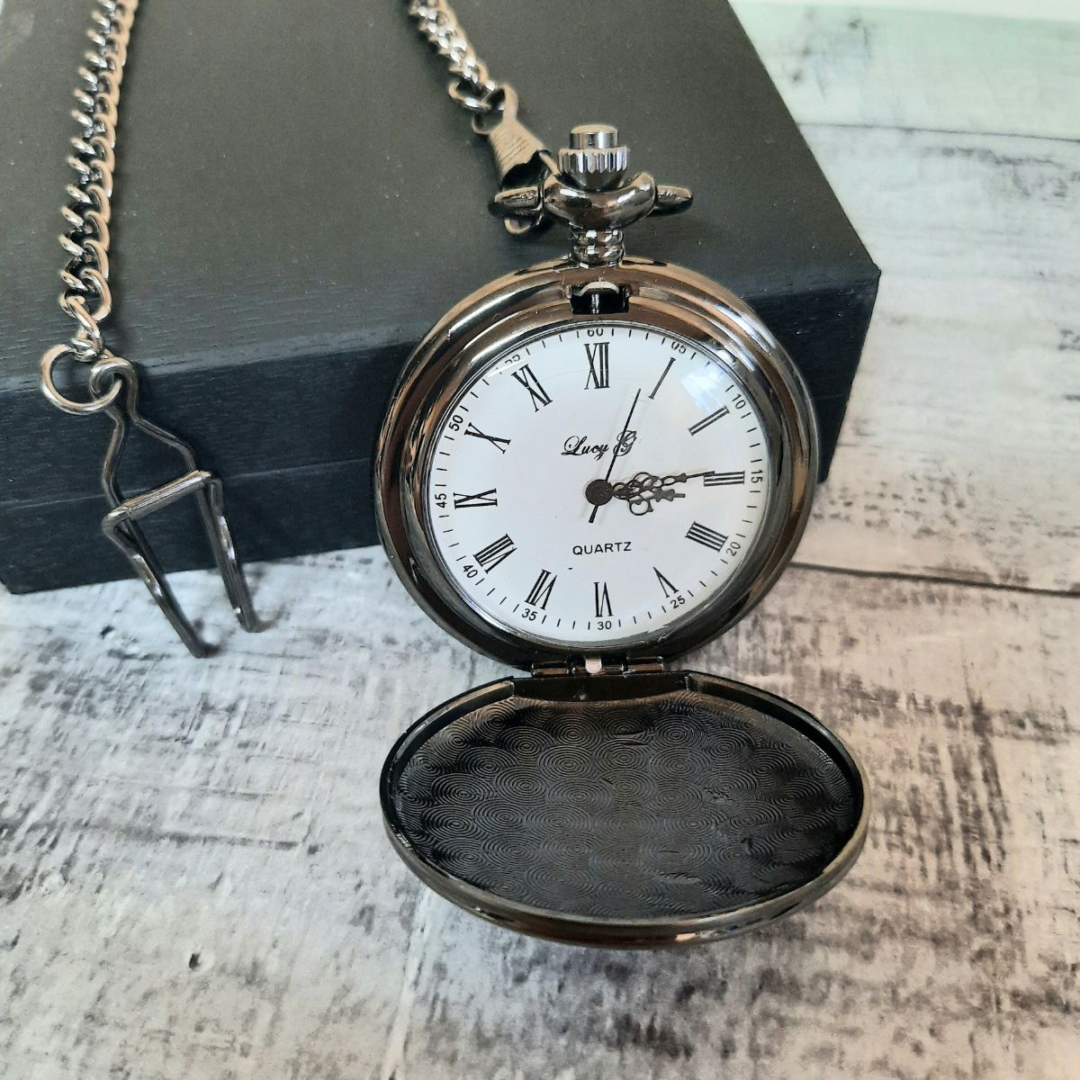 Black Personalised Pocket Watch For Groomsman or Best Man