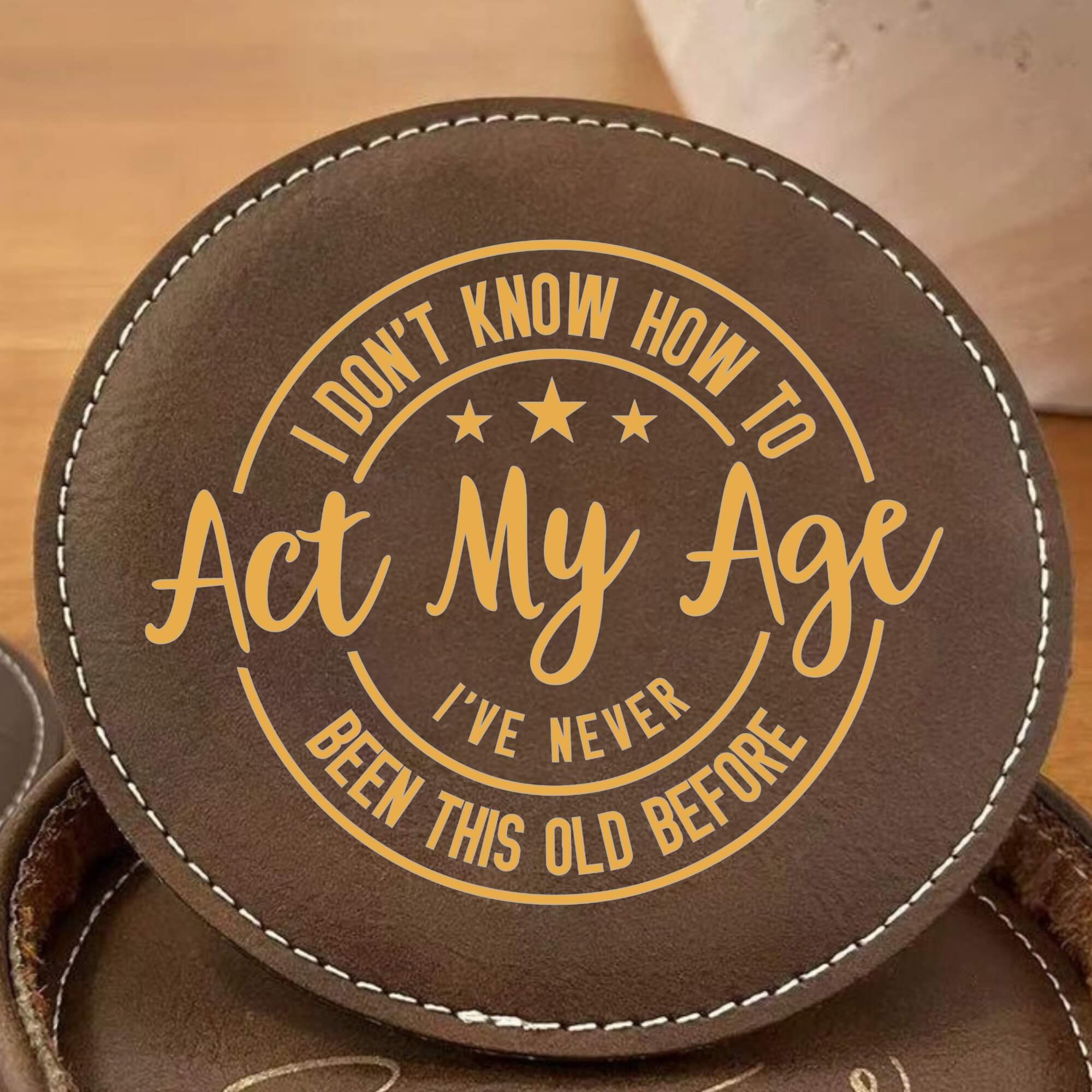 Set Of 4 Funny Round Coasters Gift Set - Colour Options Available