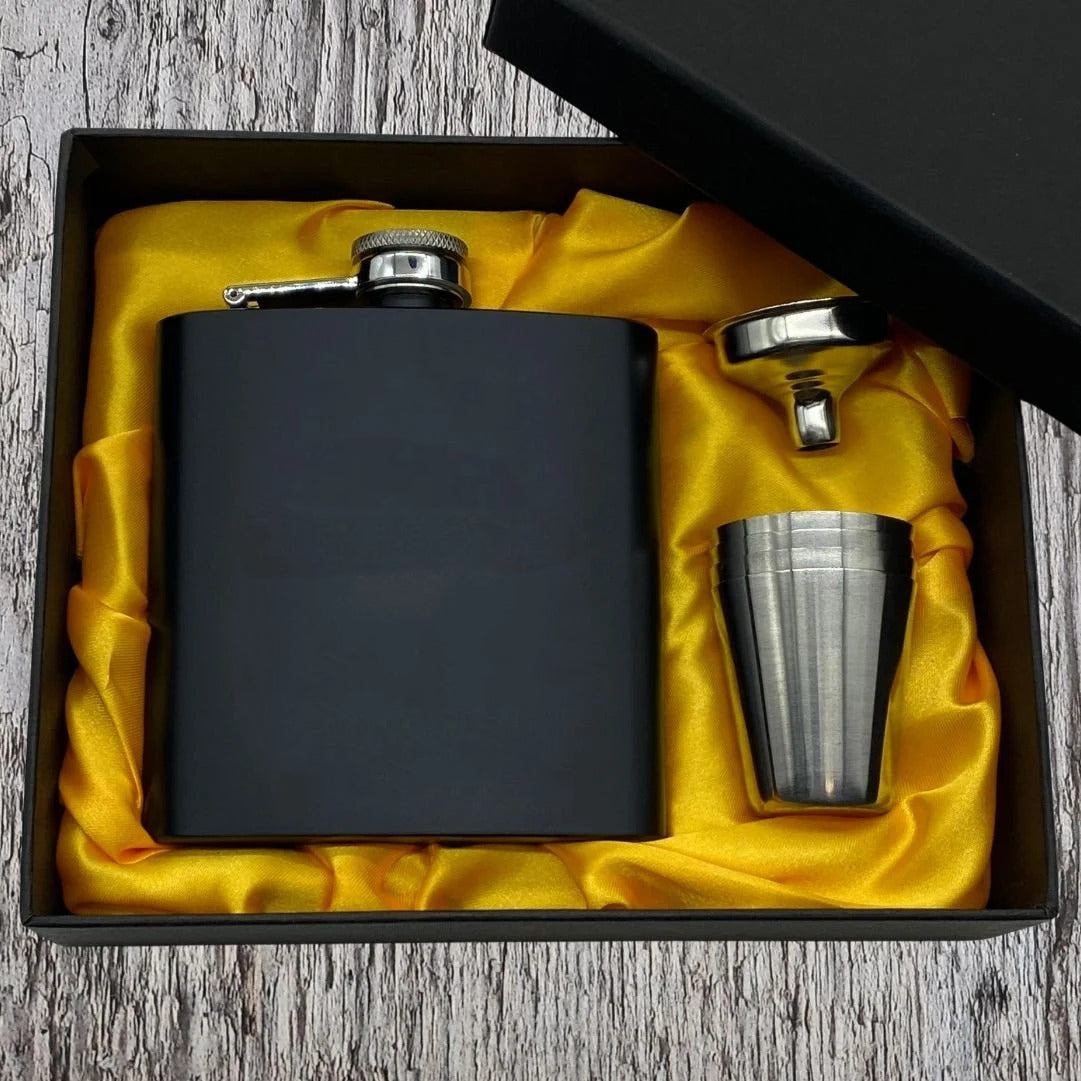 Personalised Groomsman Hip Flask Gift Set - Add Your Own Details