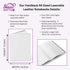 Hardback A5 sized laserable leather notebook with dimensions and features listed.