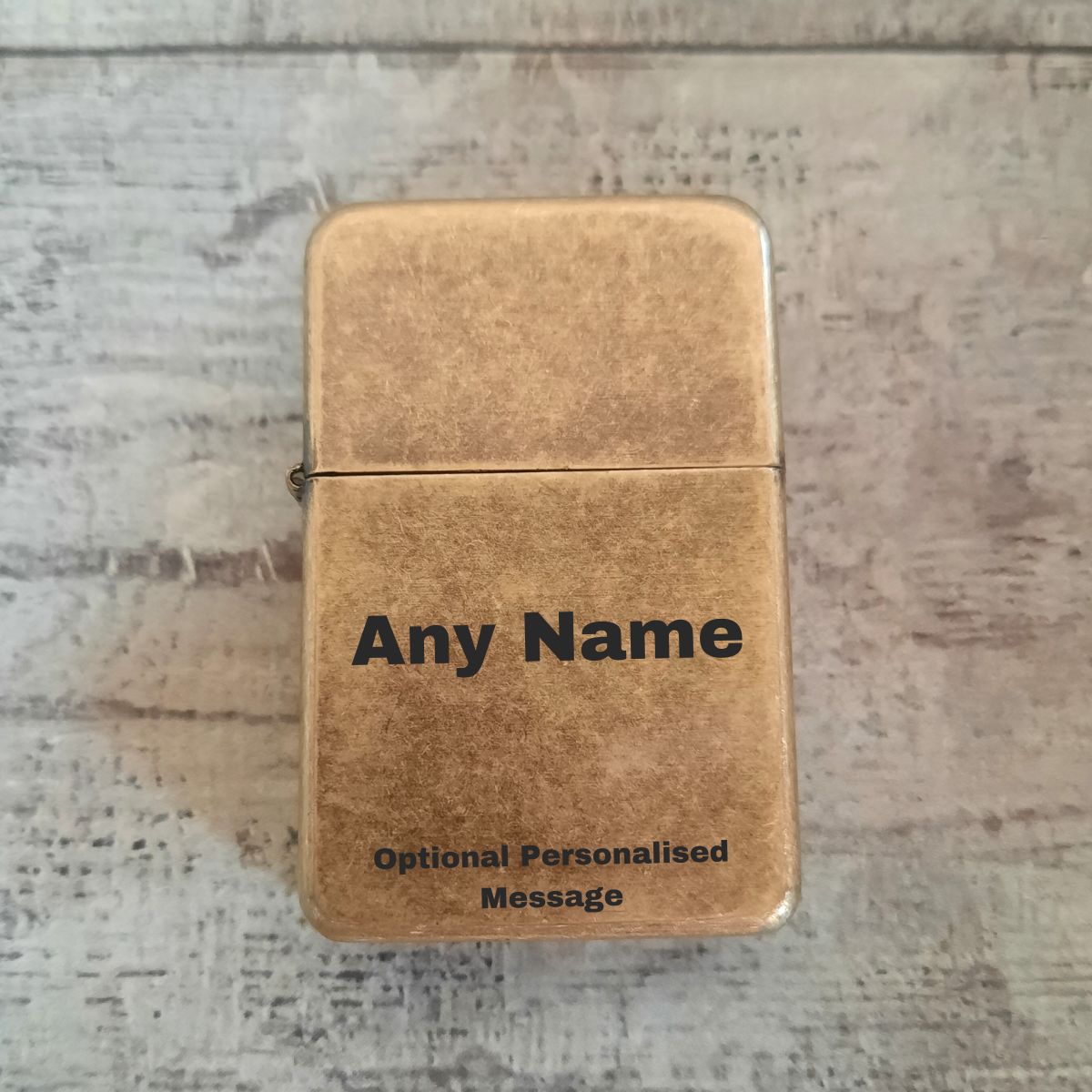 Personalised Lighter - Antique Brass Style With Name & Message