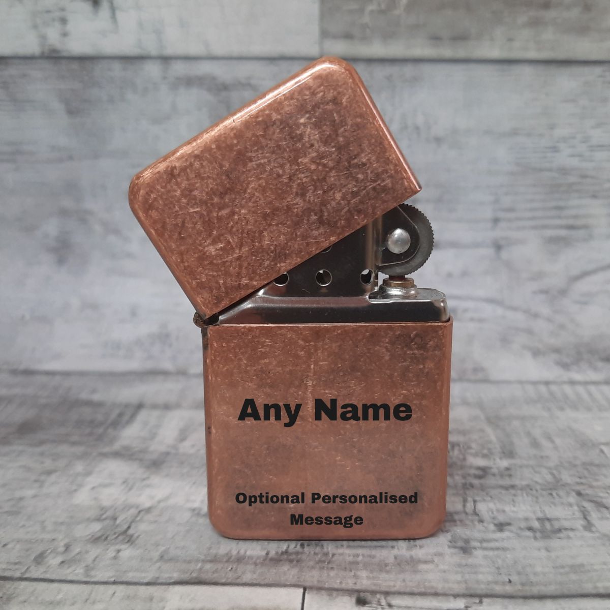 Personalised Antique Copper Lighter With Name & Message - Sample