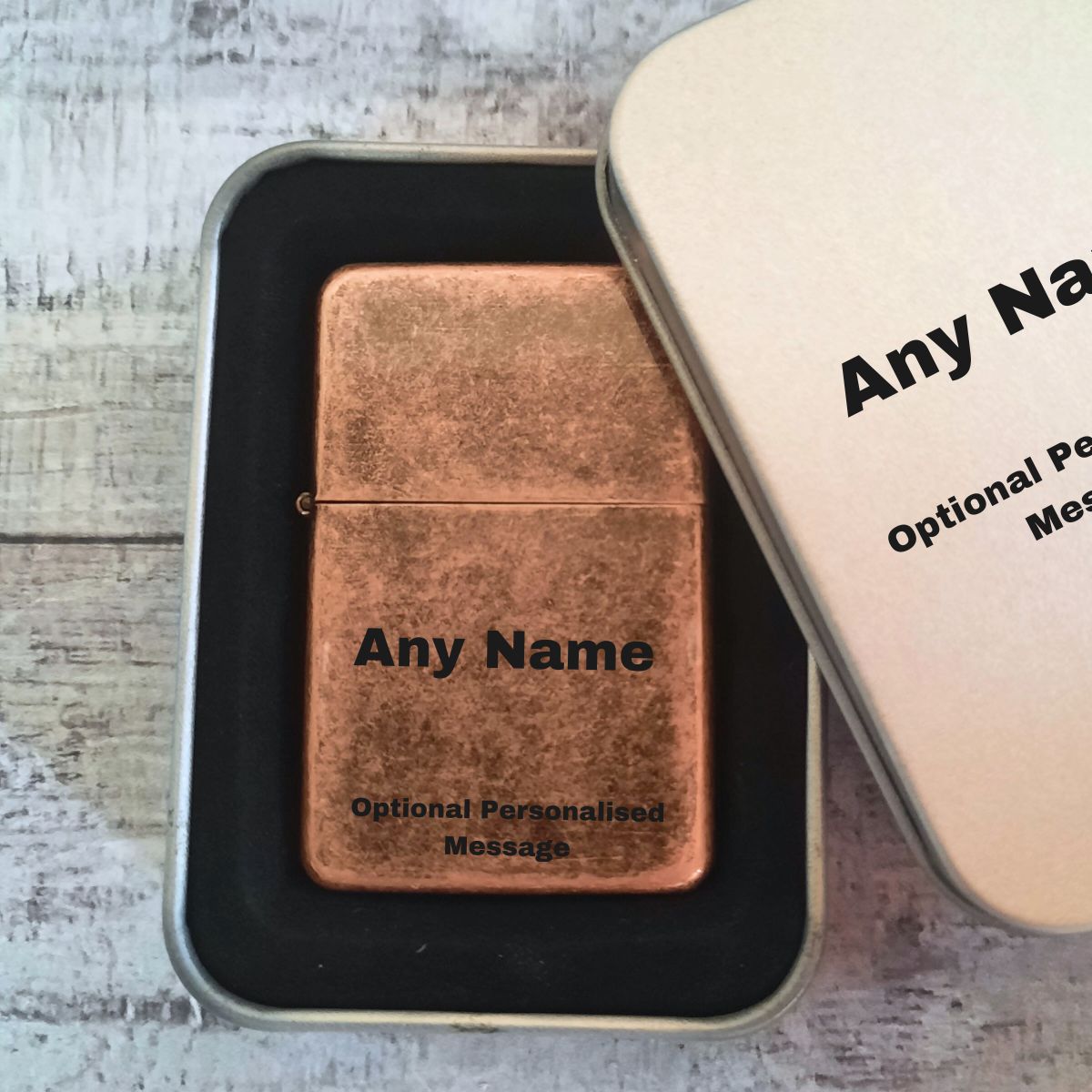 Personalised Antique Copper Lighter With Name & Message