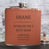 Personalised Brown Leather Hip Flask - Custom Name & Message - 2 Styles