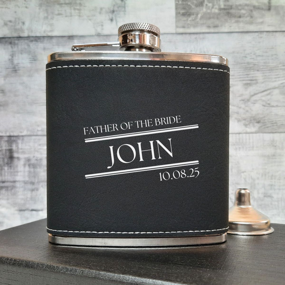 Personalised Leather Hip Flasks For Your Wedding Party - Gift Boxed