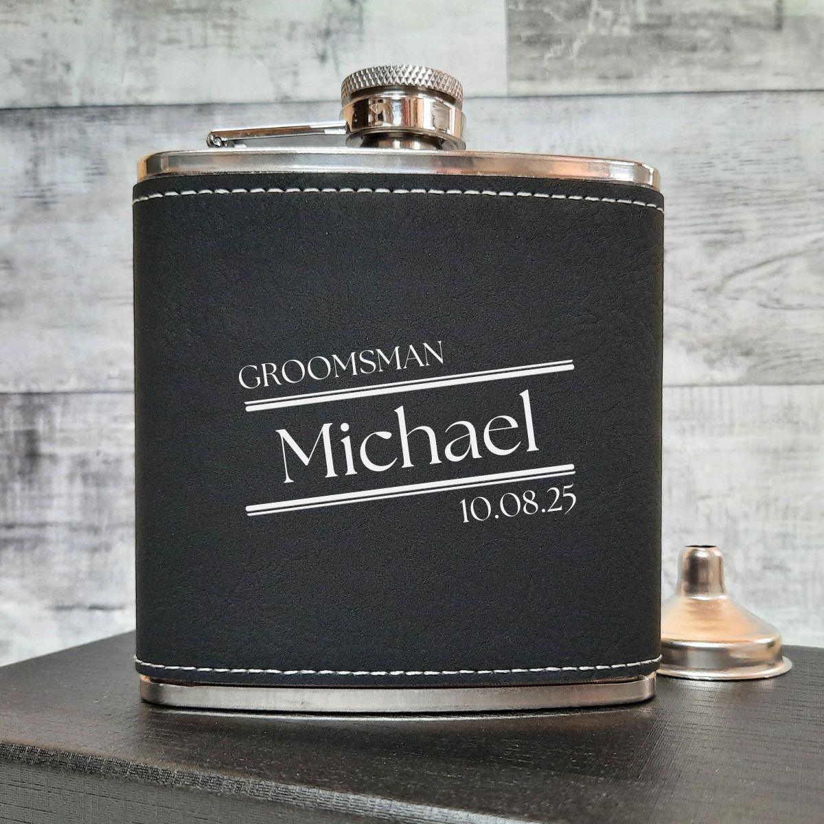 Personalised Faux Leather Hip Flask Wedding Party