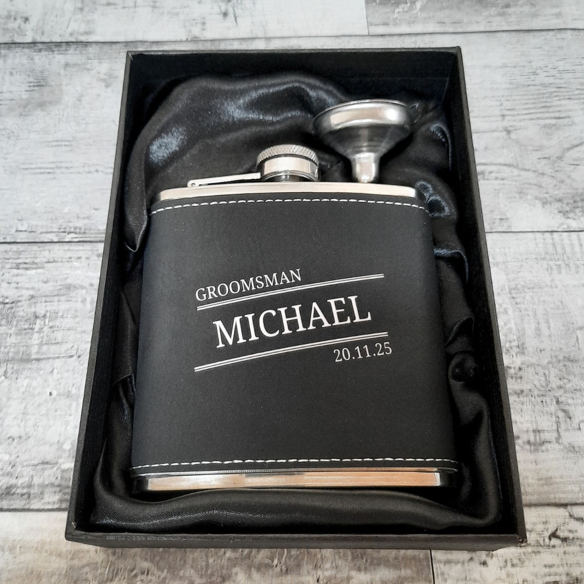 Personalised Faux Leather Hip Flask Wedding Party
