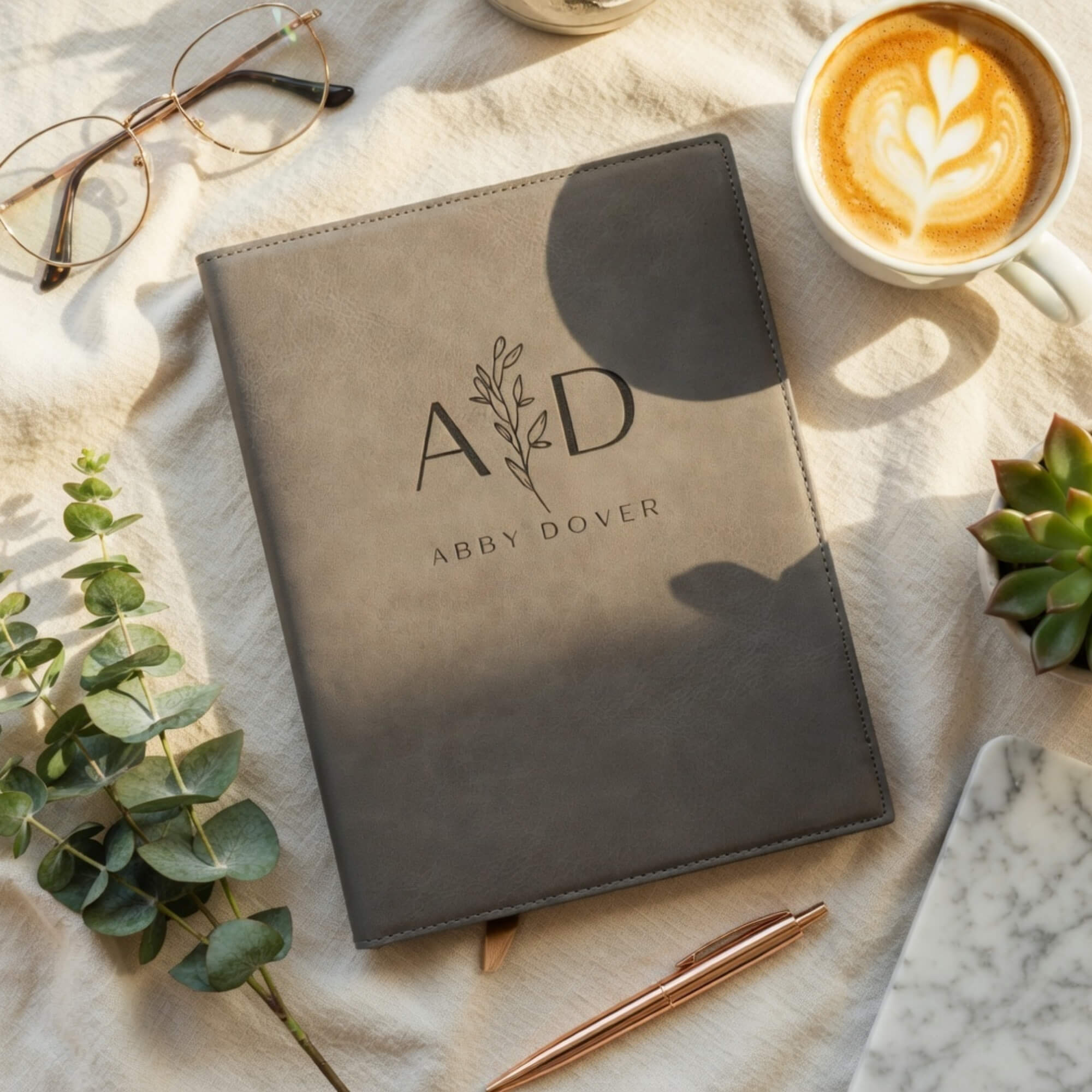 Personalised Leather A4 Notebook Cover - Custom Name & Message