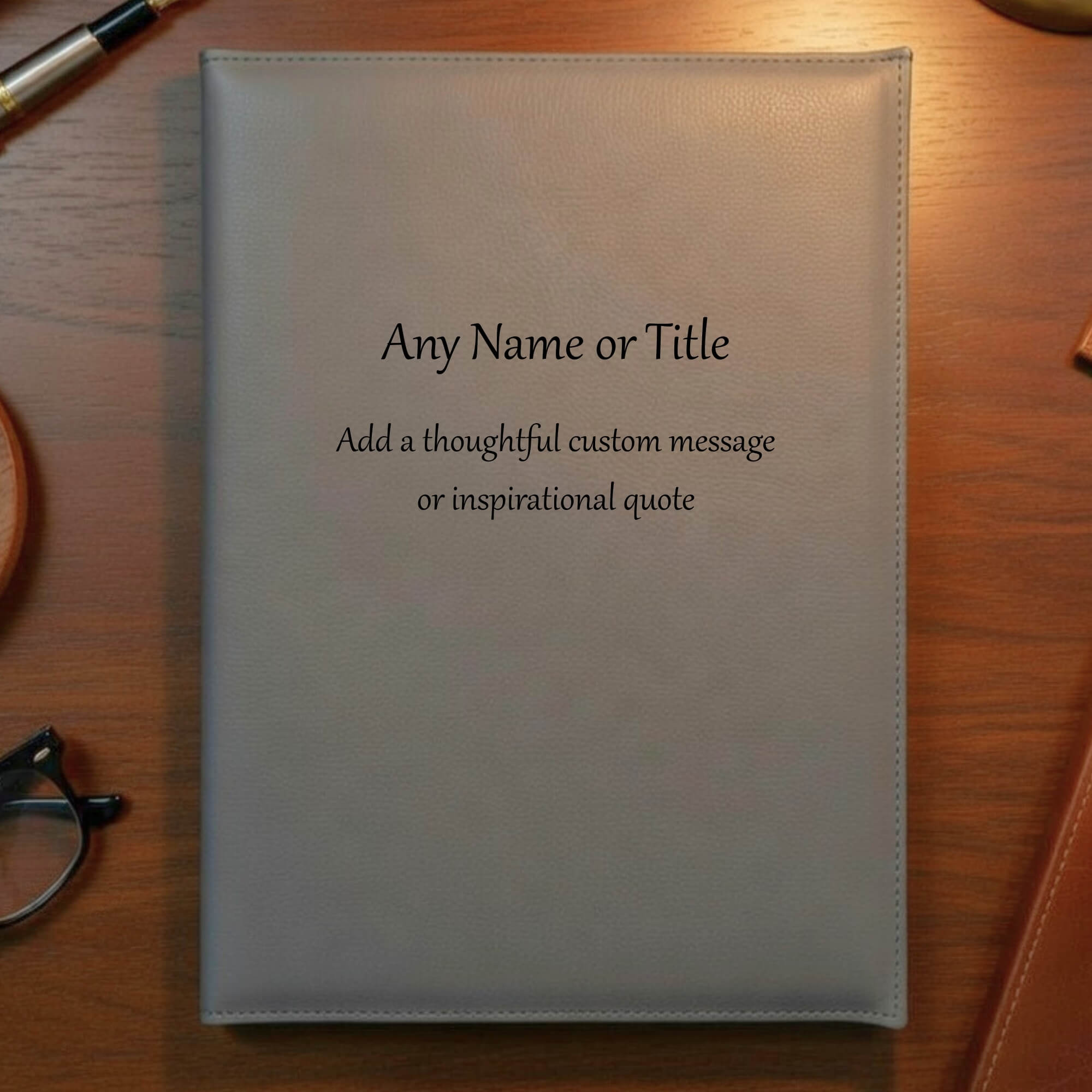 Personalised Leather A4 Notebook Cover - Custom Name & Message