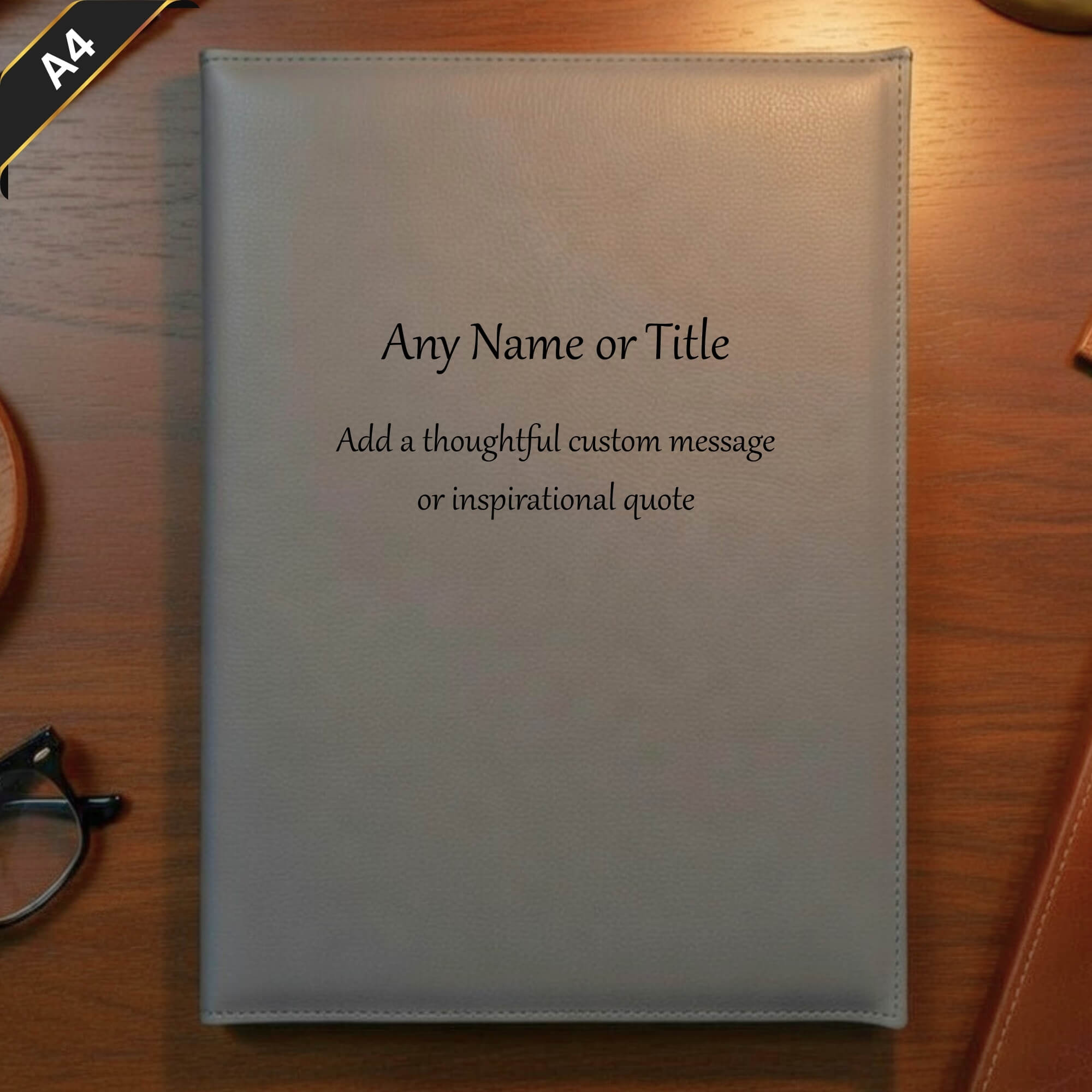 A4 Personalised Leather Notebook Cover - Custom Name & Message