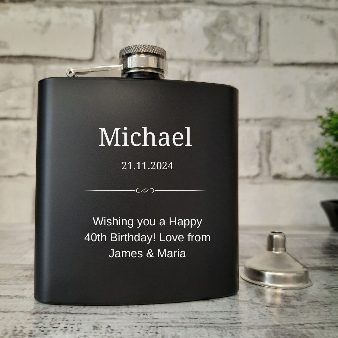 Personalised Hip Flask Gift With Any Name & Message - Gift Boxed