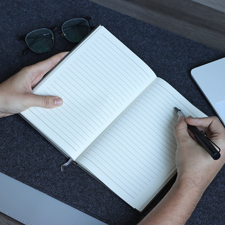 Personalised Grey Leather Notebooks - Custom Name & Message