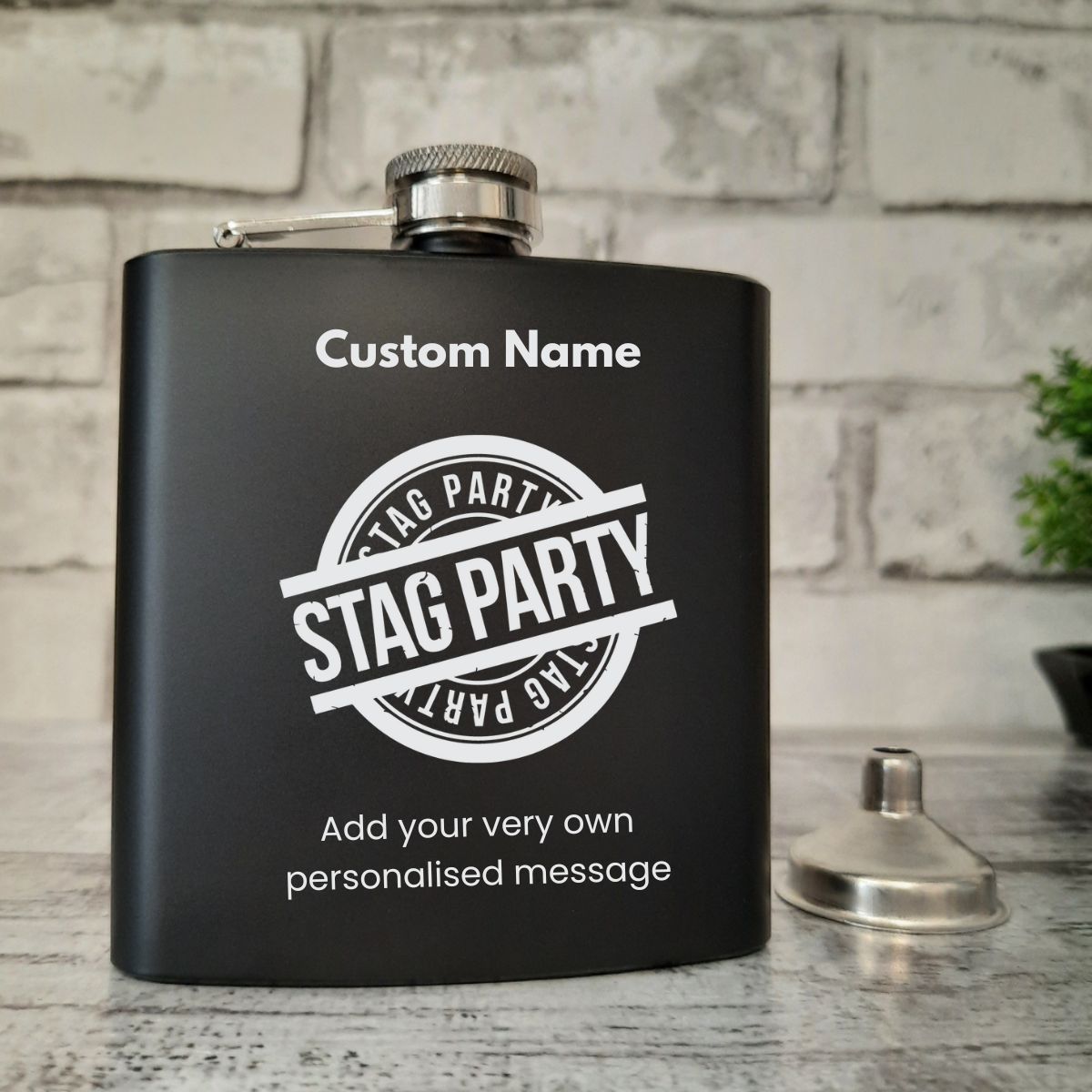 Personalised Stag Party Hip Flask Gift - Any Name & Message