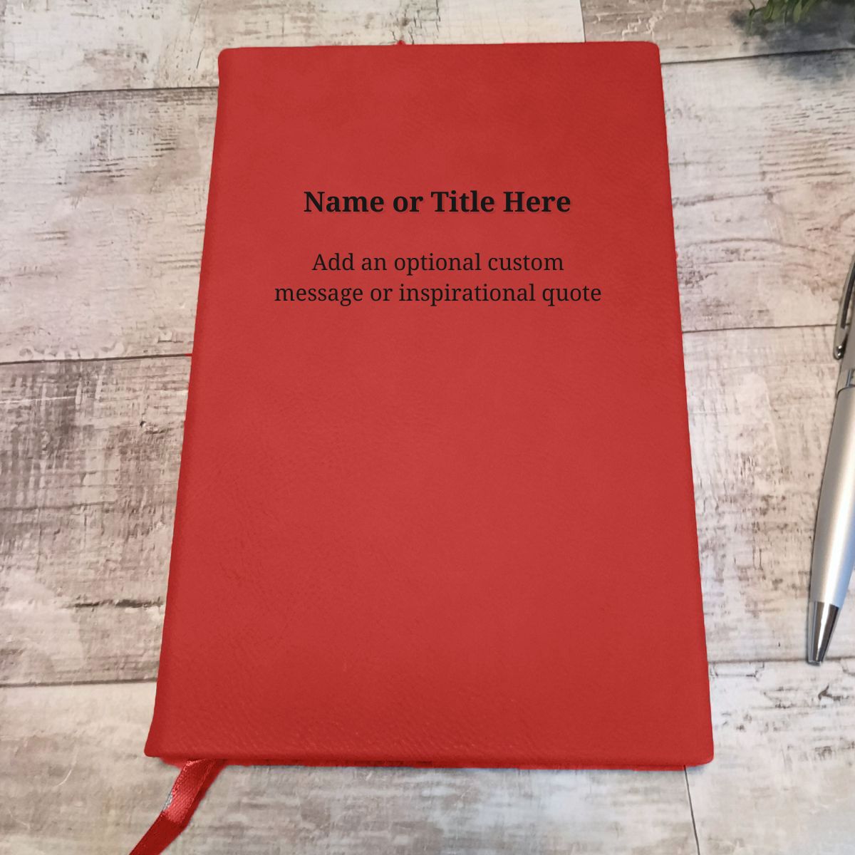 Personalised Red Leather Notebooks - Custom Name & Message