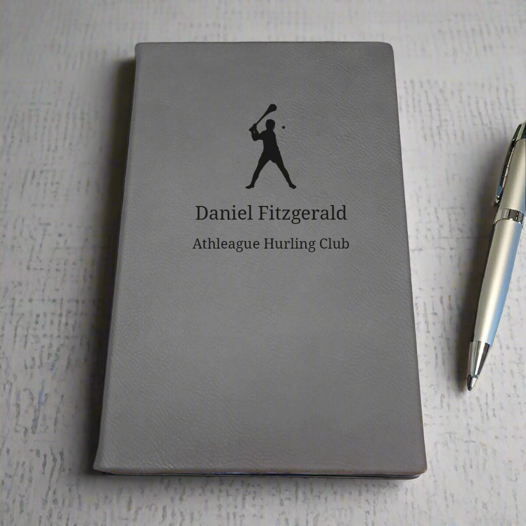 Personalised Leather Notebook Hurling Gift - Custom Name & Message